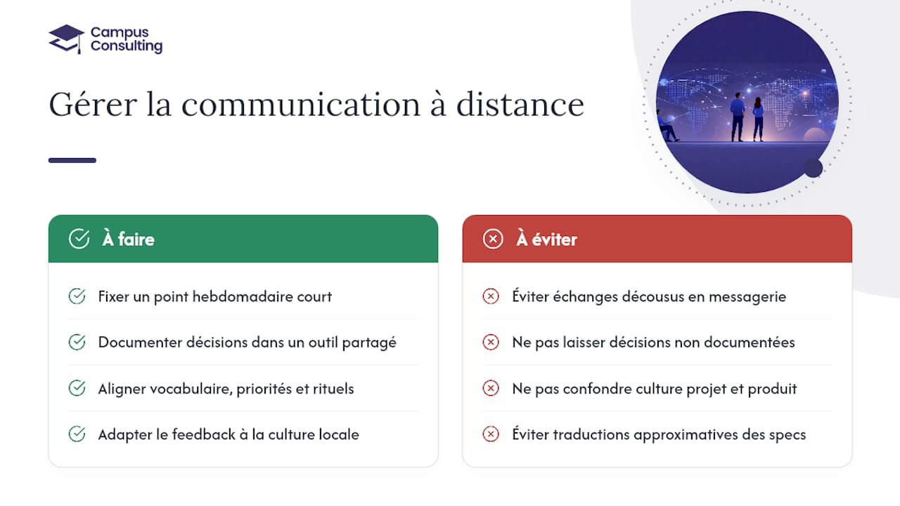Comment gérer la communication à distance avec une équipe externalisée ? — overview diagram